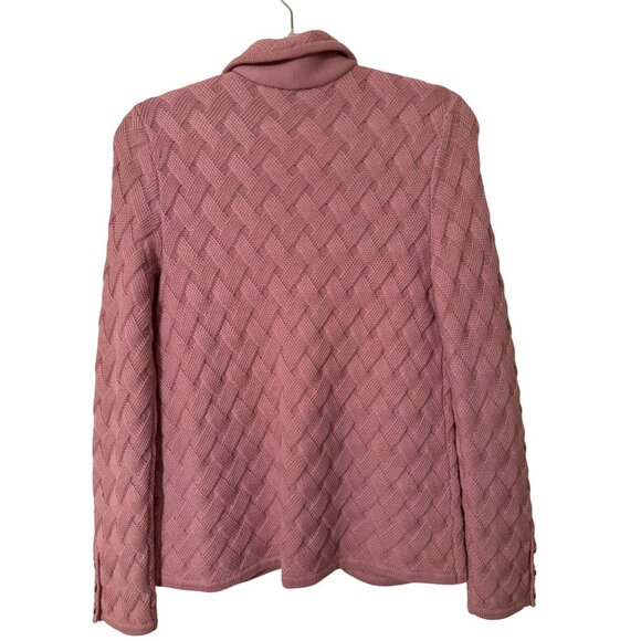 Talbots Cardigan Pink Merino Wool Cable Pattern Sweater Petite Small - Picture 2 of 9
